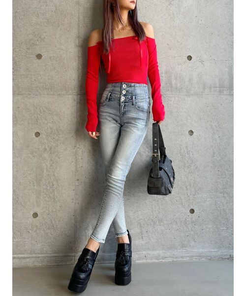 WEB限定】【TINY低身長さん向け】ハイウエストウエストクロススキニー