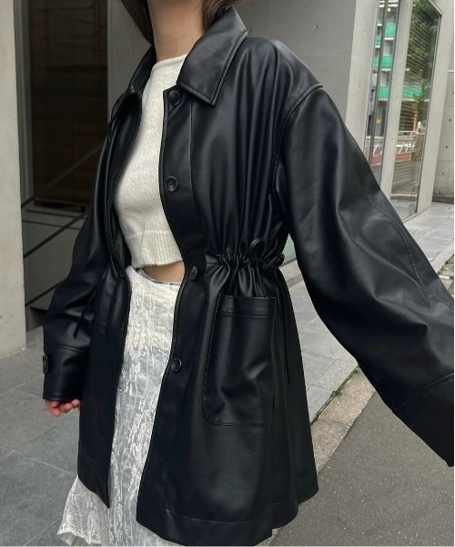 WILLFULLY（ウィルフリー）の「waist gather peplum synthetic leather