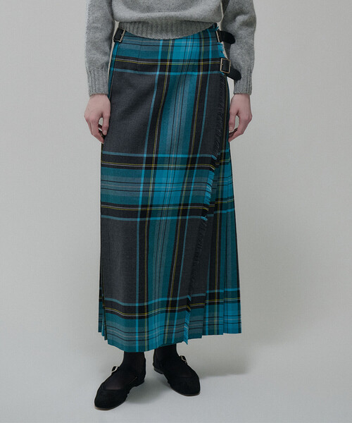 O'NEIL OF DUBLIN | ウーステッドウール ロングキルトスカート WOMEN