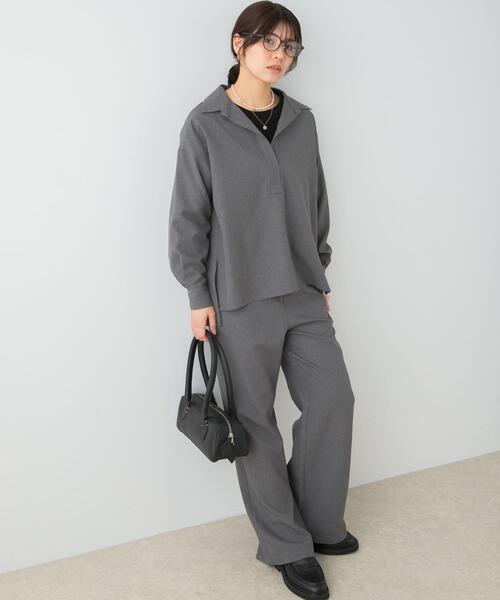 セール】F by ROSSO ウールライクスキッパーシャツ+セミフレアパンツ