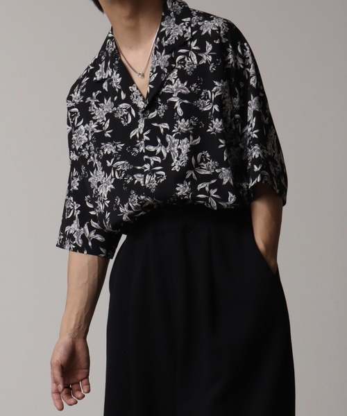 総柄プリントオープンカラー半袖シャツ（シャツ/ブラウス）｜Art re A