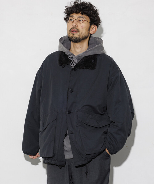 セール】ビッグシルエット スタンドネック リバーシブル ボアブルゾン