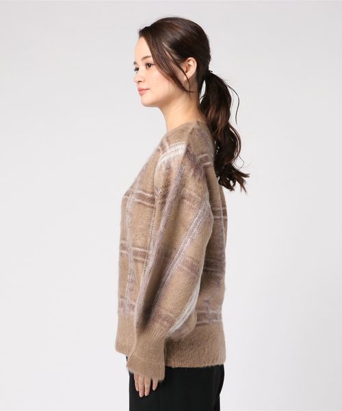 Ameri（アメリ）の「MOHAIR STRANGE CHECK KNIT（ニット/セーター