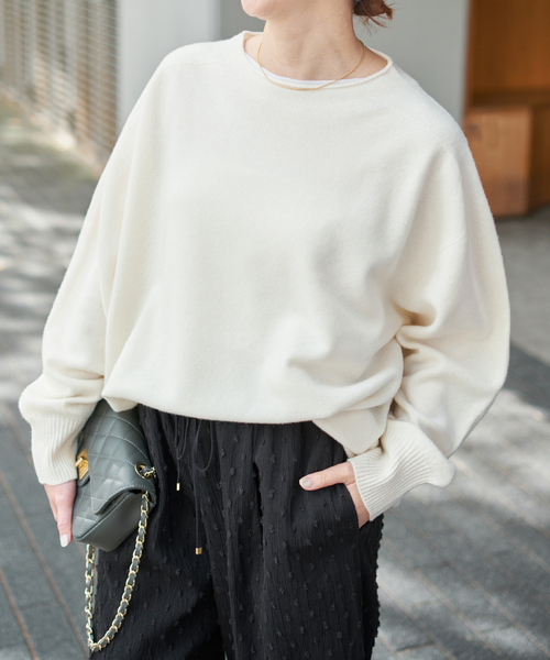 新色有り / 追加2》CHESSルーズボートネックプルオーバー（ニット