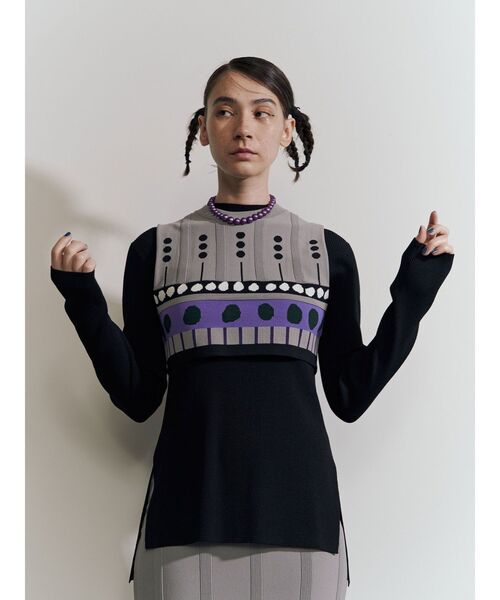 UN3D.（アンスリード）の「ミックスドットジャカードニットトップ