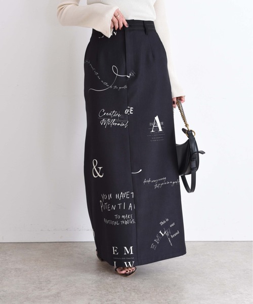 Eimee Law（エイミーロウ）の「テキストプリント タイトスカート