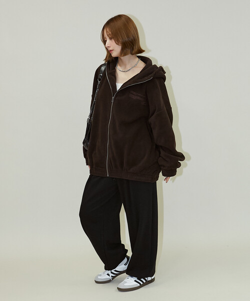 セール】PUBLUX/パブリュクス レタリング 刺繍 フリース ジップ ビッグ