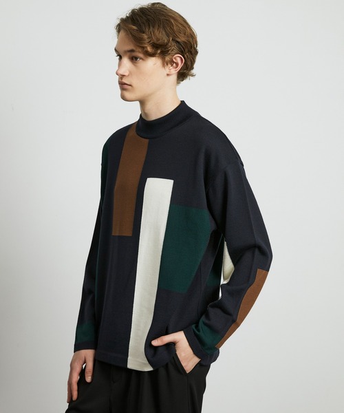 カラーブロックモックネックニット（ニット/セーター）｜UNITED TOKYO