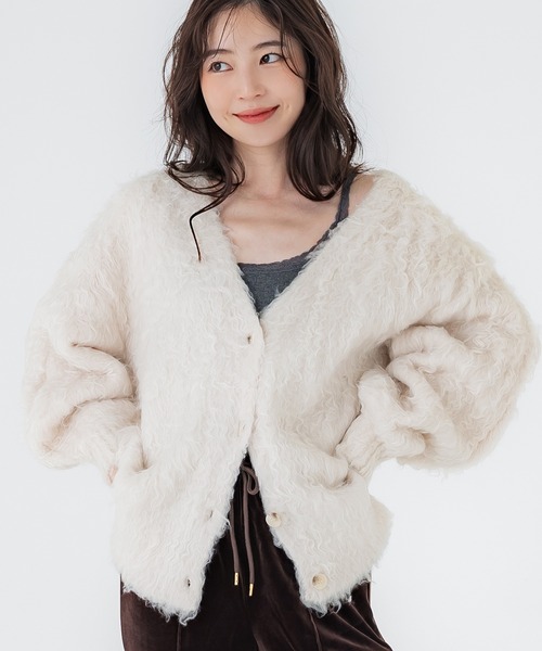 モヘヤ風ニットカーディガン（カーディガン/ボレロ）｜coca（coca