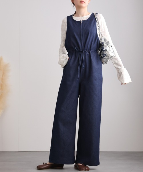 セール】フロントジップオールインワン（つなぎ/オールインワン