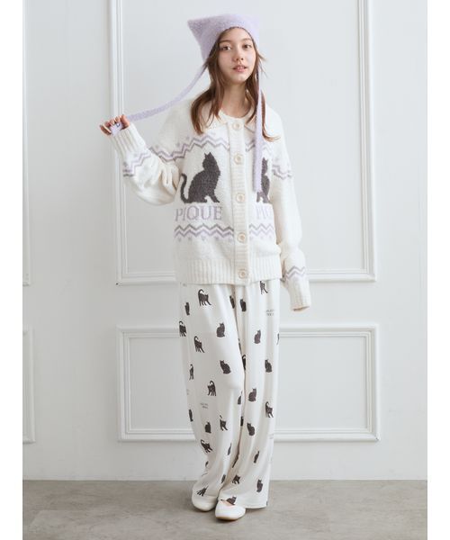 セール】CAT総柄ロングパンツ（ルームウェア/パジャマ）｜gelato pique