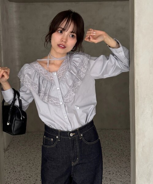 lily.s_y企画】Vフリルシェイプブラウス（シャツ/ブラウス）｜mystic