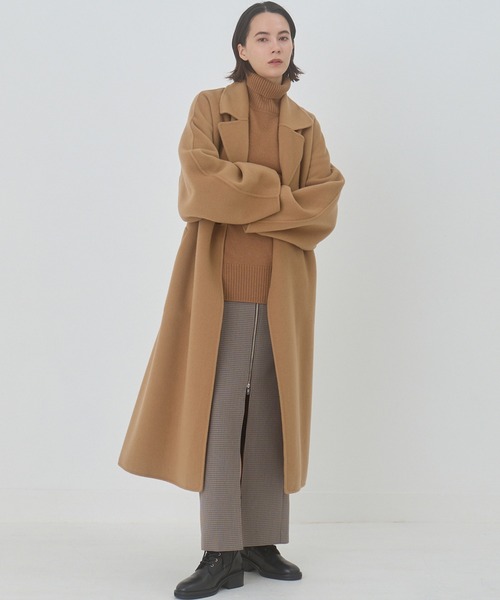 ルシェルブルー ウールビーバーロングコート チェスター ダブルカラー