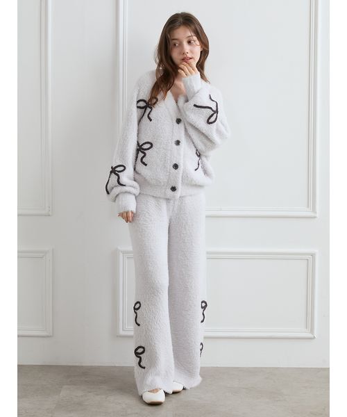 セール】リボンフェザーカーディガン（ルームウェア/パジャマ