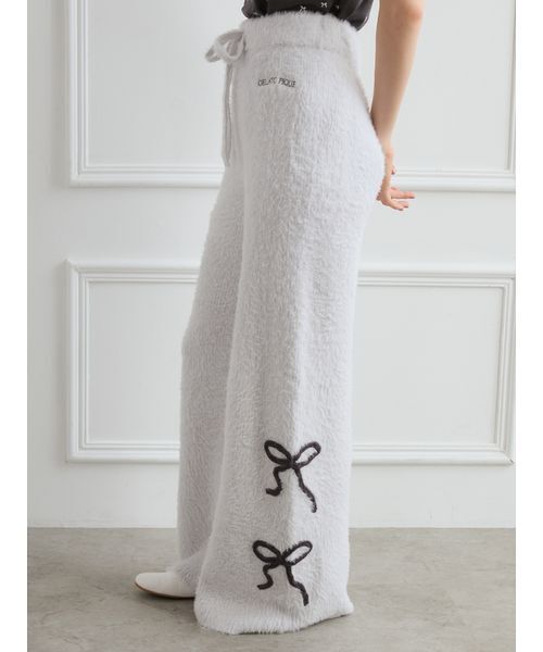 セール】リボンフェザーロングパンツ（ルームウェア/パジャマ