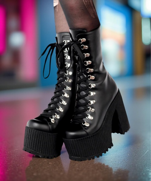 美品】ジェフリーキャンベル 太ベルト 厚底 パンプス 黒 本革 36