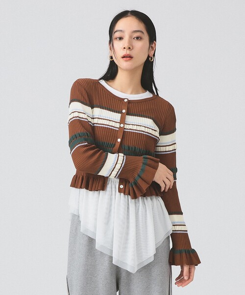 リブ マルチボーダー カーディガン（ニット/セーター）｜Ray BEAMS