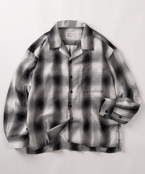 セール】【70】ヴィンテージライク オンブレチェック オープンカラー