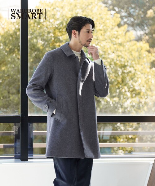 WEB限定 WARDROBE SMART】PE メルトン バルカラーコート（ステンカラー