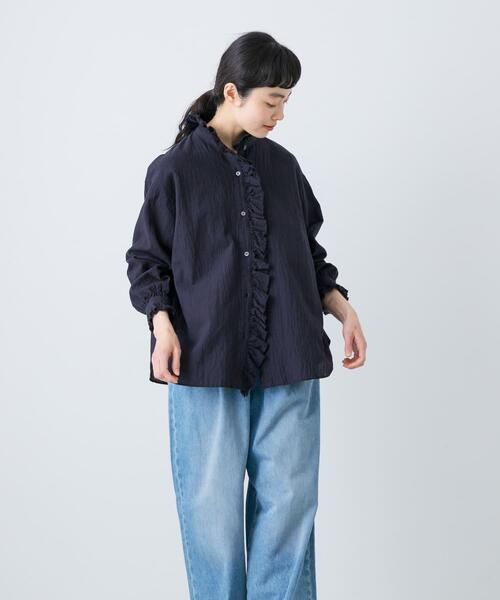 コットンリネンフリルカラーシャツ（シャツ/ブラウス）｜かぐれ
