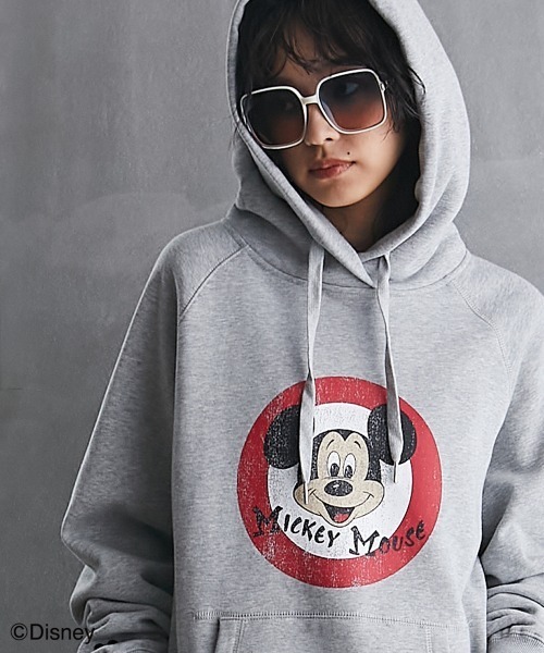 大きいサイズ＞綿100％ミッキーマウスクラブ裏起毛パーカー GEVS