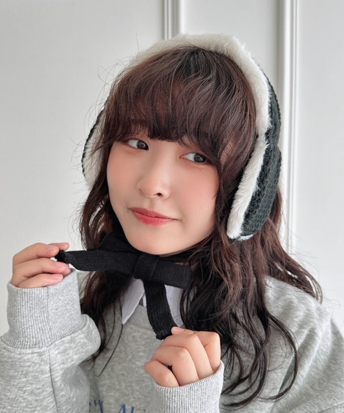 セール】ケーブルニットファーイヤーマフ（イヤーマフ）｜Loueme