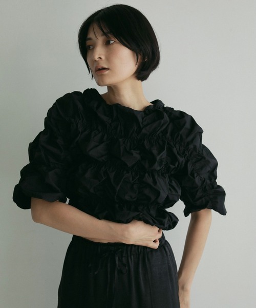 Typewriter Shirring Tops（Tシャツ/カットソー）｜anuke（アンヌーク