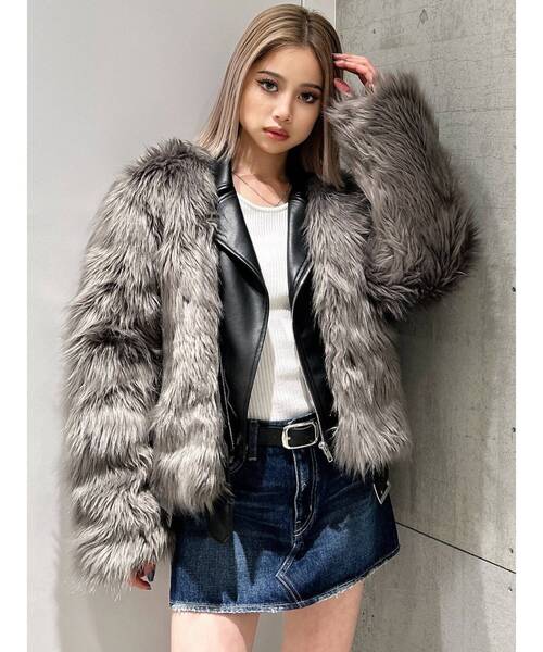 GYDA（ジェイダ）の「レイヤードエコファーライダースジャケット