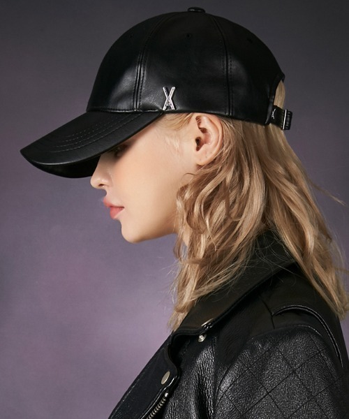 VARZAR】STUD LOGO LEATHER OVER FIT BALL CAP / バザール スタッズ