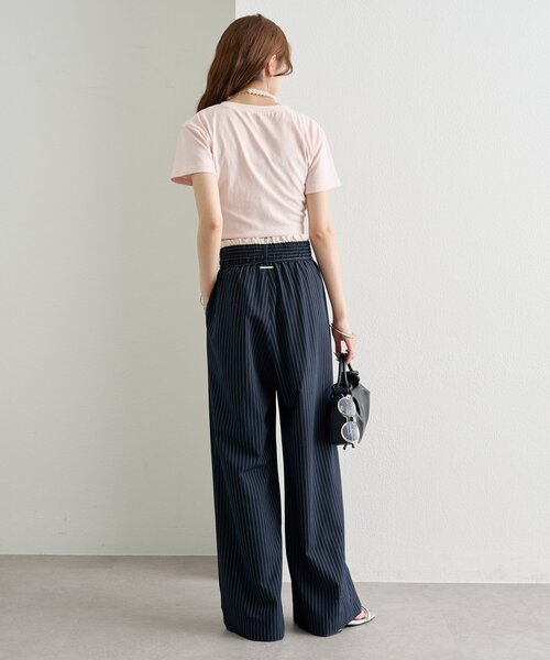 4サイズ展開/ストライプ柄、無地 / ウエストの配色がポイント】Wベルト