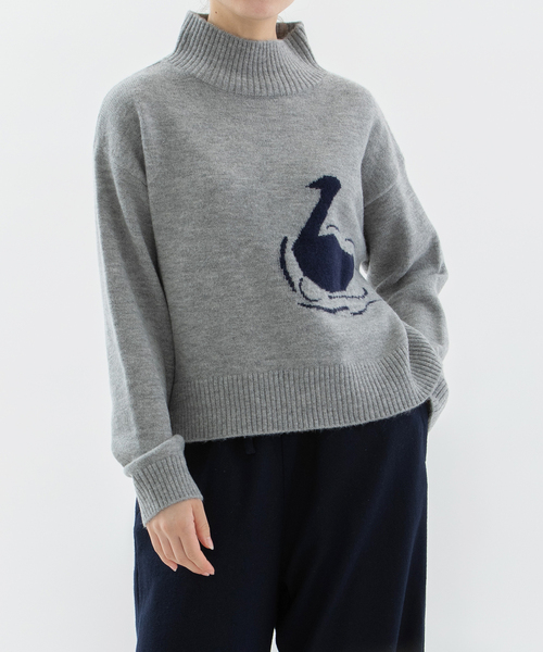 セール】スワンインターシャハイネックセーター（ニット/セーター