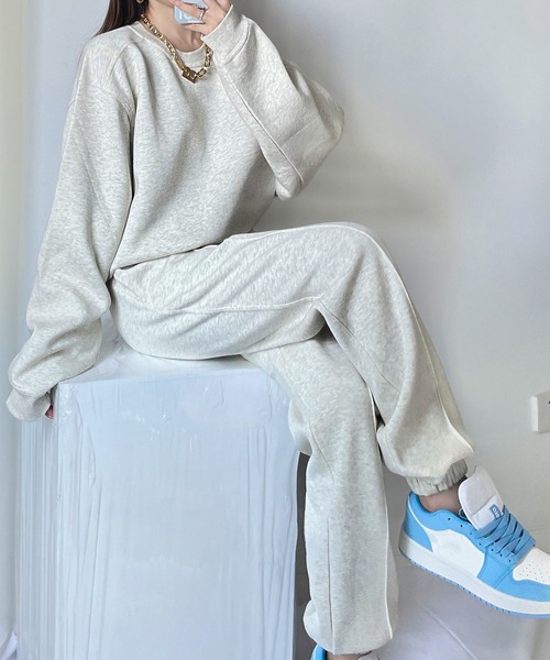セール】【セットアップ】長袖オーバーサイズスウェット+センター