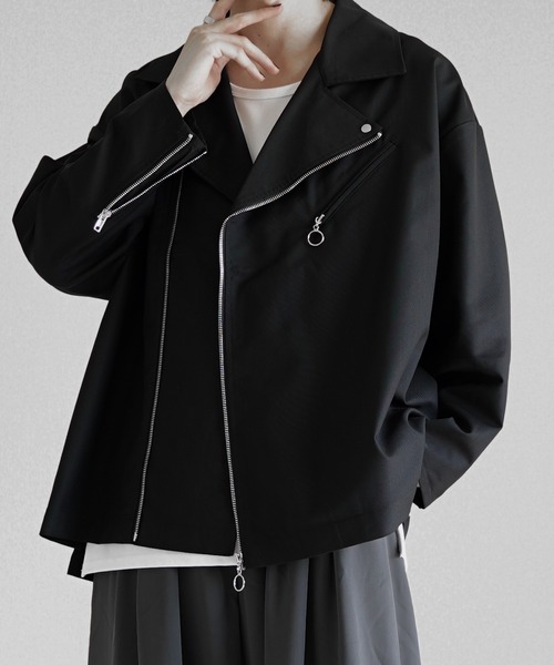 welise×翔 モードギミック 長袖 ダブルライダースシャツジャケット