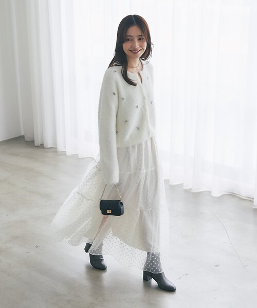 お気に入り選挙3位！】フェザーヤーンビジュー刺繍ジャケット