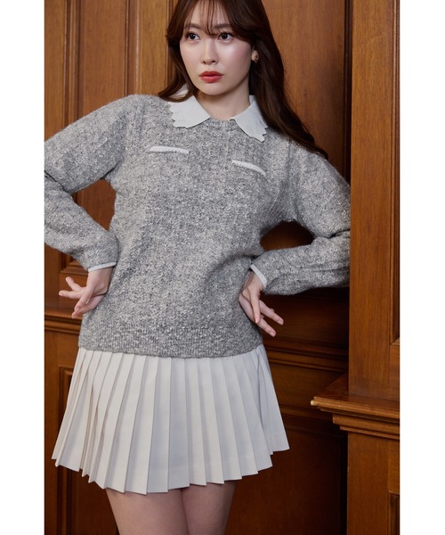 Petal-Edge Collar Knit Top（ニット/セーター）｜Her lip to（ハー