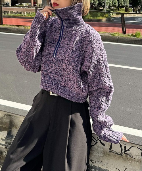 PAGEBOY（ページボーイ）の「ハーフZIPケーブルショート（ニット