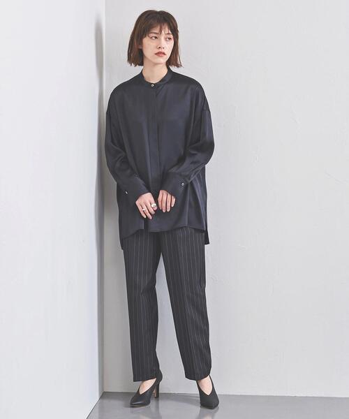 SACRA（サクラ）の「＜SACRA（サクラ）＞サテン バンドカラーシャツ