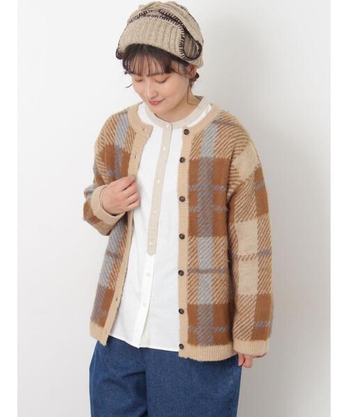 セール】シャギーチェック柄カーディガン（カーディガン/ボレロ