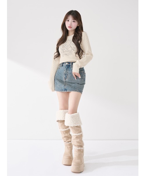 DRビジューフラワーリブニットトップス（ニット/セーター）｜Darich