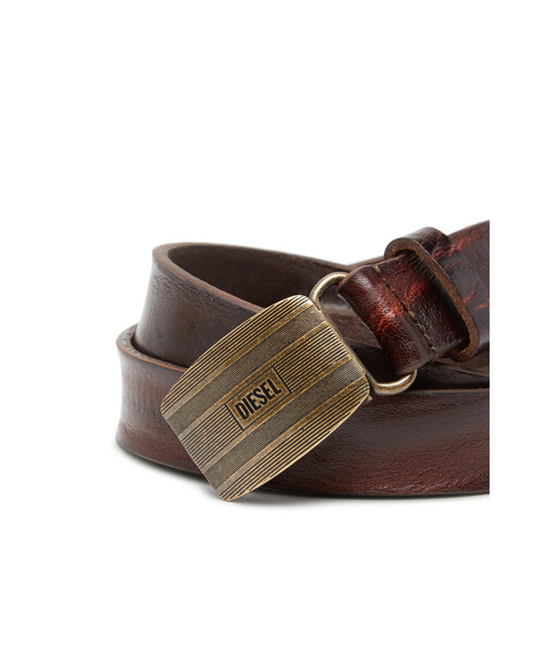 メンズ レザーベルト DIESEL LOGO B-BISCOTTO STRIPED（ベルト