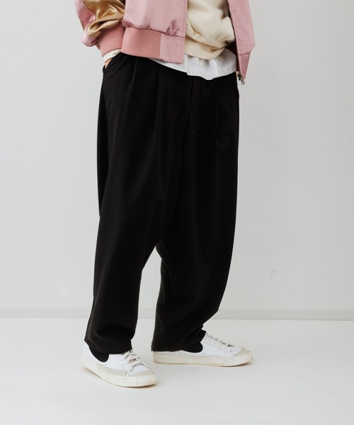 ZOZO限定】シンプル ワイド ボンテージ スラックス パンツ / ユニ