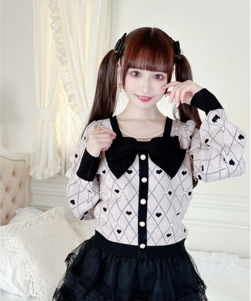 MA*RS（アメーバーマーズ）の「パールチェーン付きハート柄ニット