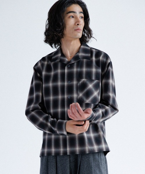 Ombre cropped open collar shirt / オンブレクロップドオープンカラー