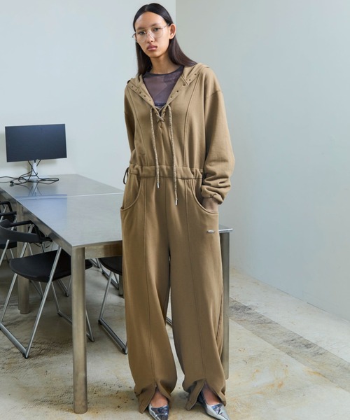 セール】Lace Up Sweat Hood All-in-one/レースアップスウェットフード