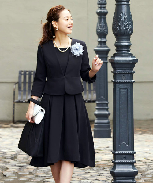 洗えるジャケット&フィッシュテイルワンピース2点セットアップ