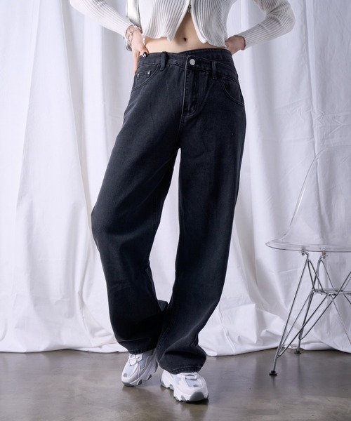 セール】ウエストクロス ストレート デニム（デニムパンツ）｜Ada