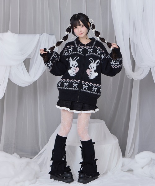 Honey Cinnamon（ハニーシナモン）の「フルジップうさぎカウチンニット