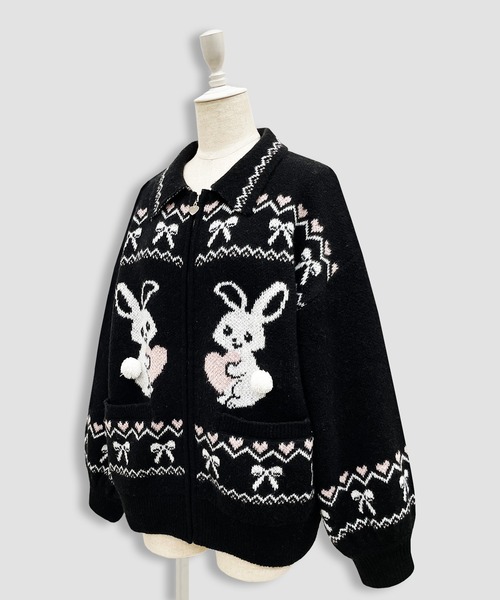 Honey Cinnamon（ハニーシナモン）の「フルジップうさぎカウチンニット