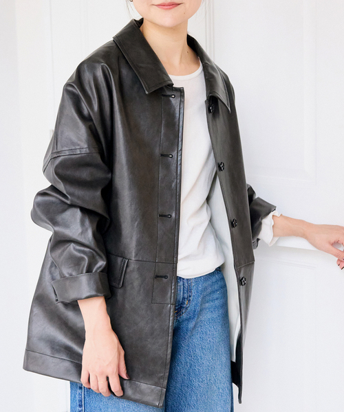 セール】《WEB限定/追加》フェイクレザーブルゾン（ライダース