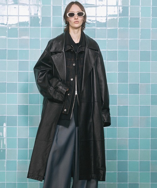 UNISEX》Sheep Leather Long coat/シープレザーロングコート【MAISON